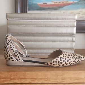 Crown Vintage Animal Print Flats with Perforated Design and Ankle Strap
